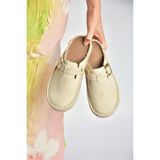 Fox Shoes Kadın Bej Süet Sabo Terlik, 38, Y5961484, Bej-Süet