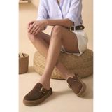 Fox Shoes Kadın Kahverengi Süet Sabo Terlik, 39, Y5961485, Kahverengi-Süet