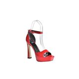 fox SHOES Kadın Kırmızı Rugan Platform Kalın Topuklu Ayakkabı K404580108, Kırmızı-Rugan, 40