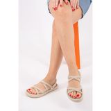 Fox Shoes Kadın Sandalet H596011704 Ten Renk Kumaş Malzeme ile Casual Kullanım İçin Rahat Tasarım