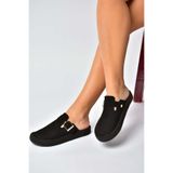 Fox Shoes Kadın Siyah Süet Sabo Terlik, 37, Y5961484, Siyah-Süet