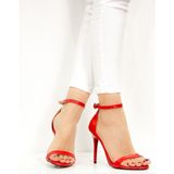 Fox Shoes Kadın Topuklu Ayakkabı Kırmızı Suni Deri Malzeme ile 10 cm Yüksek Topuk