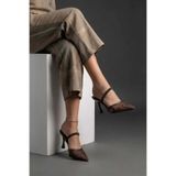 Fox Shoes Kahverengi File Boncuk İşlemeli İnce Topuklu Ayakkabı, 37, Y7522763, Kahverengi-File, Kadın