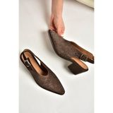 Fox Shoes Kahverengi Hakiki Deri Süet Kalın Topuklu Ayakkabı, 41, Y6543004, Kahverengi-Süet, Kadın