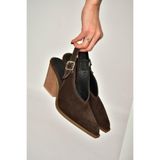 Fox Shoes Kahverengi Hakiki Deri Süet Western Topuklu Ayakkabı, 37, U6543041, Kahverengi-Süet, Kadın