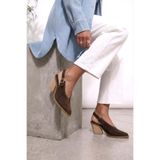 Fox Shoes Kahverengi Hakiki Deri Süet Western Topuklu Ayakkabı, 40, U6543042, Kahverengi-Süet, Kadın