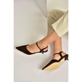Fox Shoes Kahverengi Rustik Mini İnce Topuklu Sivri Burun Ayakkabı, 38, Y4802598, Kahverengi-Rustik, Kadın