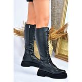 Fox Shoes L610130909 Siyah Bağcıklı Günlük Kadın Çizme