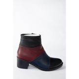 fox SHOES Lacivert/bordo Hakiki Deri Alçak Topuklu Kadın Bot N555703003, Lacivert/Bordo-Hakiki Deri, 40