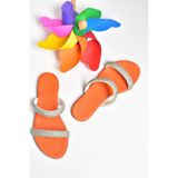 Fox Shoes M272003509 Turuncu Taş Detaylı Kadın Terlik