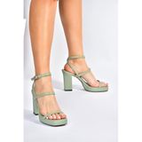 Fox Shoes M282462709 Yeşil Kalın Topuklu Günlük Kadın Ayakkabı