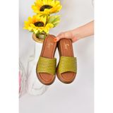 Fox Shoes M291850003 Yeşil Deri Günlük Kadın Terlik