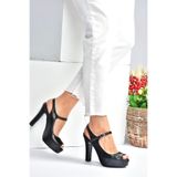Fox Shoes M348007009 Siyah Platform Topuklu Kadın Abiye Ayakkabı
