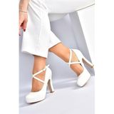 Fox Shoes M348007609 Beyaz Platform Topuklu Kadın Abiye Ayakkabı