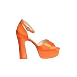 Fox Shoes M348202504 Turuncu Saten Kumaş Platform Topuklu Kadın Abiye Ayakkabı