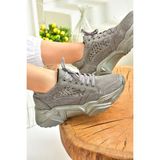 Fox Shoes M444302814 Platin Metal Taş Detaylı Kadın Spor Ayakkabı