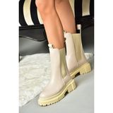Fox Shoes N280349009 Bej/bej Kalın Tabanlı Günlük Kadın Bot - Bej Mat