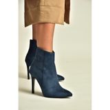 Fox Shoes N372524402 Lacivert Süet İnce Topuklu Kadın Bot