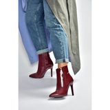 Fox Shoes N372524408 Bordo Rugan Ince Topuklu Kadın Bot