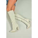 Fox Shoes N372530102 Gri Süet İnce Topuklu Kadın Çizme