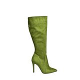 Fox Shoes N372530102 Yeşil Süet İnce Topuklu Kadın Çizme