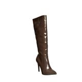 Fox Shoes N372530108 Kahverengi Rugan İnce Topuklu Sivri Burun Kadın Çizme