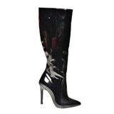 Fox Shoes N372530108 Siyah Rugan İnce Topuklu Sivri Burun Kadın Çizme