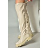 Fox Shoes N404002009 Ten Suni Deri Kalın Tabanlı Dizüstü Kadın Çizme