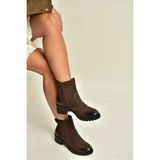 Fox Shoes N555053801 Kahverengi Hakiki Deri Nubuk Kadın Bot