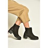 Fox Shoes N555053801 Siyah Hakiki Deri Nubuk Kadın Bot