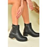 Fox Shoes N555053803 Siyah Hakiki Deri Kadın Bot