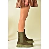 Fox Shoes N555256202 Haki Hakiki Deri Süet Kadın Bot