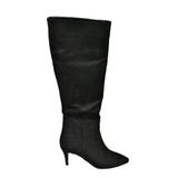 fox SHOES N749204002 Siyah Süet Alçak Topuklu Kadın Çizme, Siyah-Süet, 37
