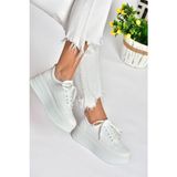 Fox Shoes P274117509 Yükseknlı Kadın Spor Ayakkabı Sneakers - Siyah - Deri