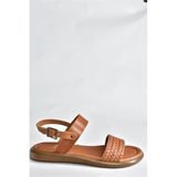 Fox Shoes P291013603 Taba Hakiki Deri Günlük Kadın Sandalet