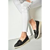 Fox Shoes P555014103 Siyah Deri Kadın Ayakkabı
