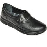 Fox Shoes P555190103 Siyah Deri Comfort Ortopedik Taban Kadın Ayakkabı