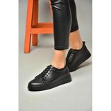 Fox Shoes P5553050 03 Siyah Deri Kadın Spor Ayakkabı