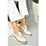 Fox Shoes P555508103 Bej Hakiki Deri Kadın Ayakkabı