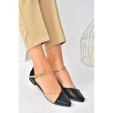 Fox Shoes P726054509 Siyah Ten Zincir Detaylı Kadın Babet