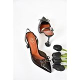 Fox Shoes P931761923 Siyah Şeffaf Kadın Topuklu Ayakkabı
