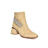 fox SHOES R241442202 Ten Süet Taş Aksesuarlı Kalın Topuklu Kadın Bot, Ten-Süet, 39