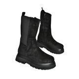 fox SHOES R267043102 Siyah Süet Streç Kalın Tabanlı Kadın Bot, Siyah-Süet, 36