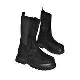 fox SHOES R267043102 Siyah Süet Streç Kalın Tabanlı Kadın Bot, Siyah-Süet, 38