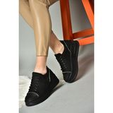 Fox Shoes R274217502 Siyah Süet Kalın Tabanlı Spor Ayakkabı Sneakers