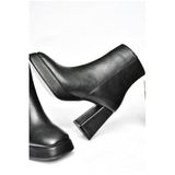 fox SHOES R282230209 Siyah Kalın Topuklu Kadın Bot, Siyah-Suni Deri, 39