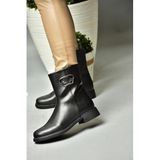 fox SHOES R312222109 Siyah Alçak Tabanlı Kadın Bot, Siyah-Suni Deri, 39