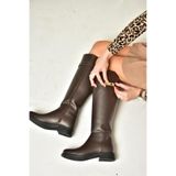 fox SHOES R312225309 Kahverengi Klasik Kadın Çizme, Kahverengi-Suni Deri, 37