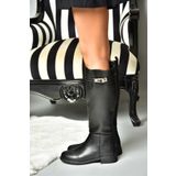 Fox Shoes R312225309 Siyah Suni Deri Klasik Kadın Çizme