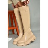 Fox Shoes R312401309 Ten Suni Deri Kalın Tabanlı Kadın Çizme